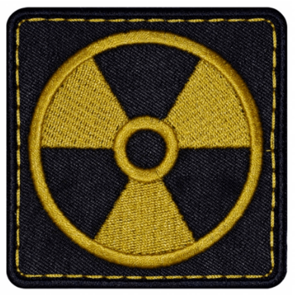 STALKER Loners patch featuring the radiation symbol, crafted in gold and black embroidery, inspired by the independent stalkers of the Chernobyl Zone.