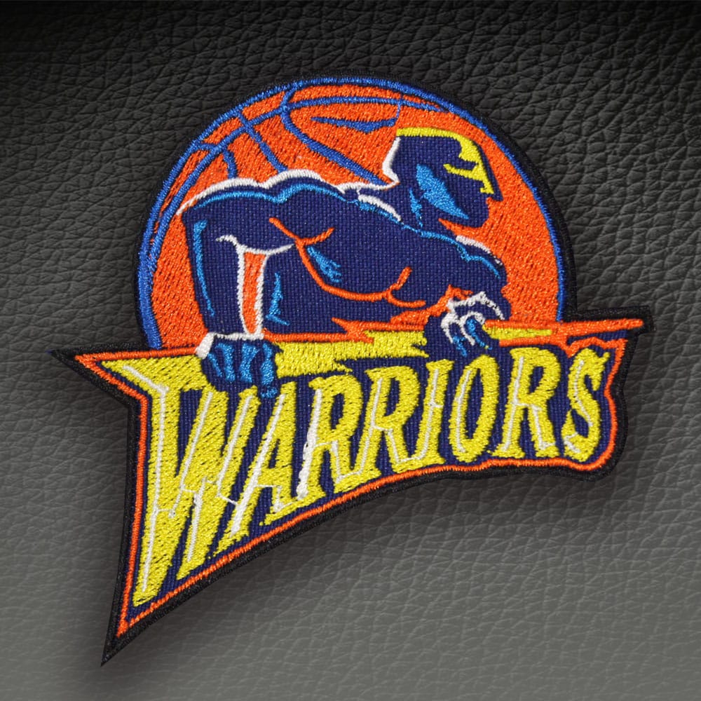 Handmade NBA Warriors Basketball patch with detailed embroidery.