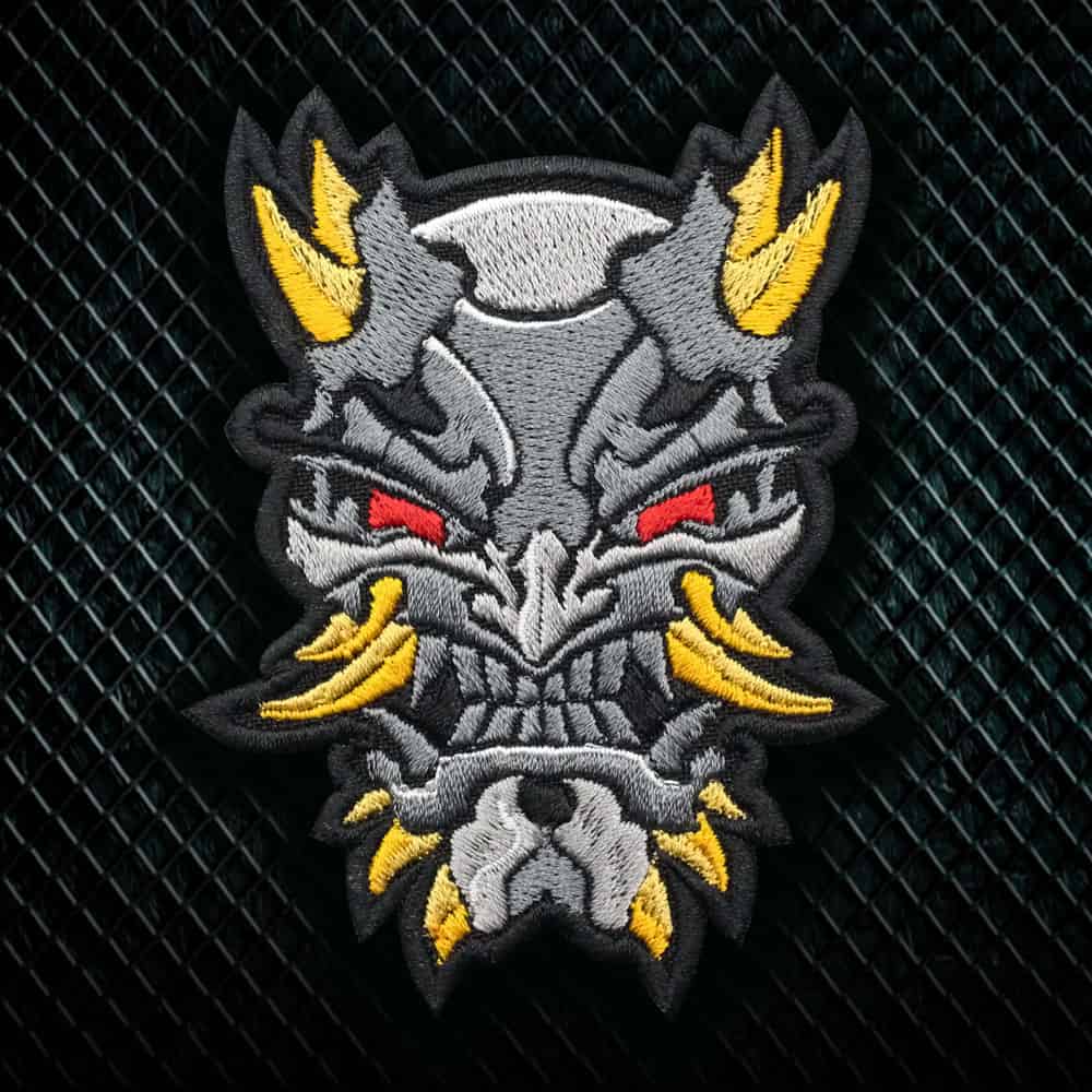 Japanese Demon mask Oni embroidery Hook and loop Patch