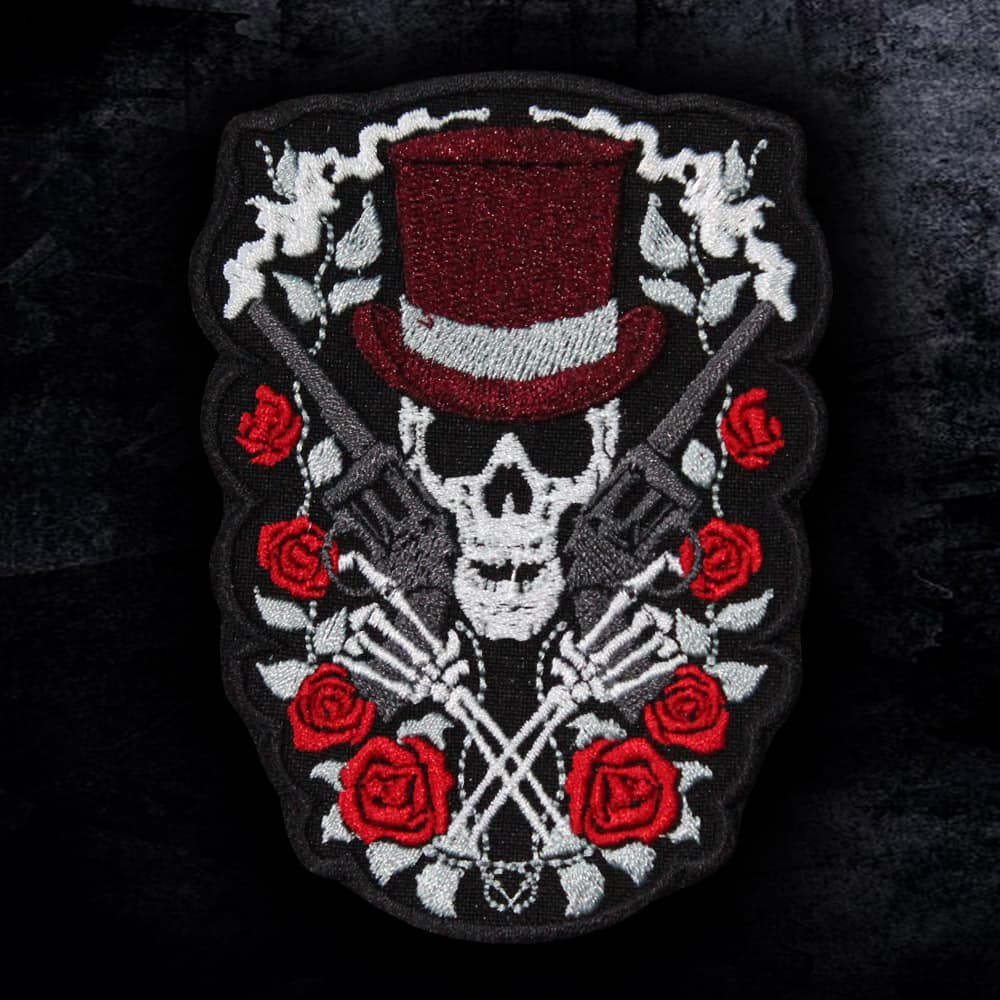 Skull Patch with Gun and Roses