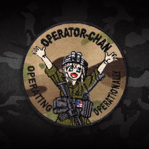 Vibrant Operator Chan Anime Airsoft patch with intricate Airsoft embroidery and versatile backings.