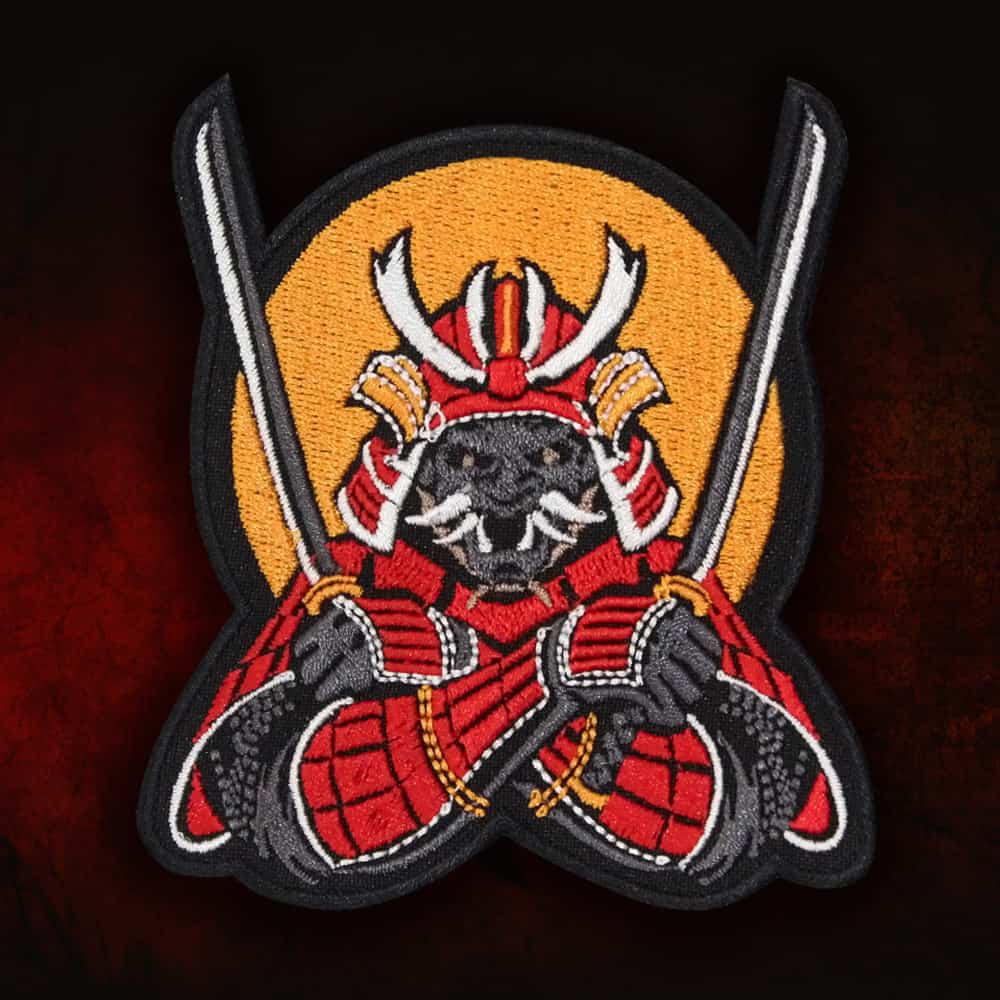 Handmade Demon Samurai patch with detailed embroidery