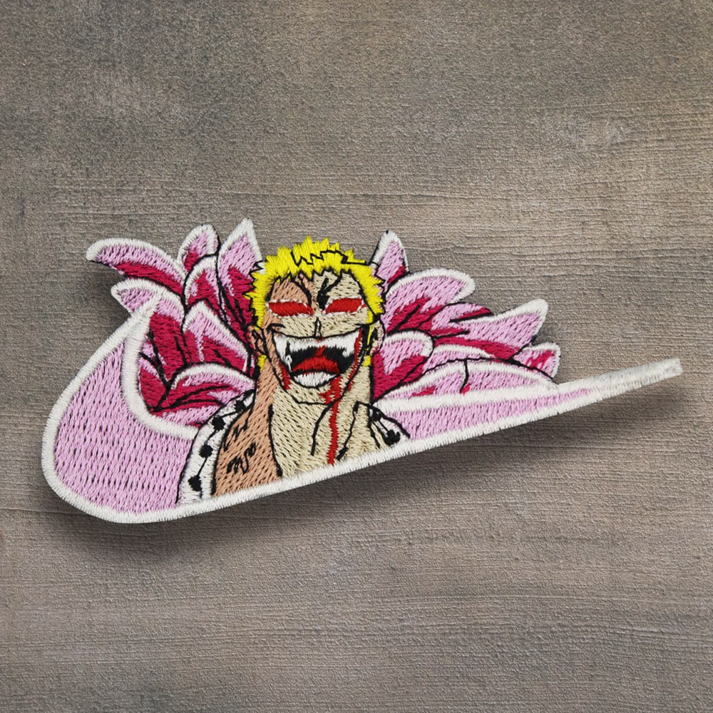 One Piece Donquixote Doflamingo Heavenly Yaksha Embroidered Patch with nike logo with background